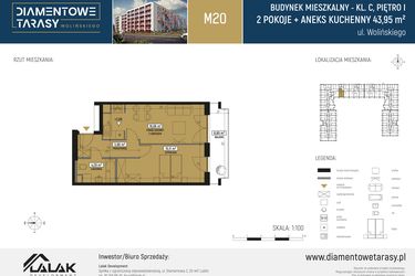 Rzut - Mieszkanie na sprzedaż 2 pokoje o powierzchni 43,95 m² - numer CM20 w Diamentowe Tarasy