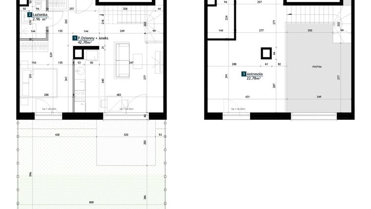 Rzut - Mieszkanie na sprzedaż 1 pokój o powierzchni 68,44 m² - numer BC0002 w Viva Cité