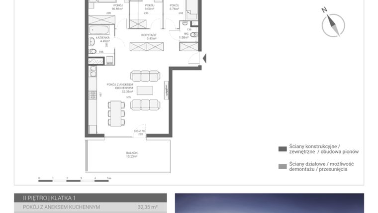 Rzut - Mieszkanie na sprzedaż 4 pokoje o powierzchni 76,17 m² - numer M9 w Apartamenty Przystań bud. F