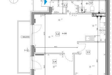 Rzut - Mieszkanie na sprzedaż 3 pokoje o powierzchni 59,46 m² - numer 39B w Osiedle Młodych etap V