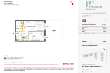 Rzut - Mieszkanie na sprzedaż 2 pokoje o powierzchni 39,06 m² - numer 130 w Miasteczko Julianów