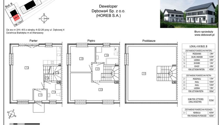 Rzut - Dom na sprzedaż 4 pokoje o powierzchni 126,19 m² - numer B4 w Dębowa 4