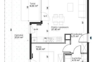 Rzut - Mieszkanie na sprzedaż 2 pokoje o powierzchni 45,95 m² - numer A-9 w Destino