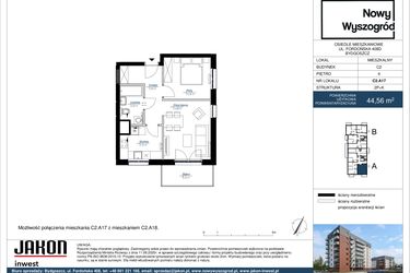 Rzut - Mieszkanie na sprzedaż 2 pokoje o powierzchni 44,56 m² - numer C2.A17 w Nowy Wyszogród etap II