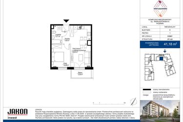 Rzut - Mieszkanie na sprzedaż 2 pokoje o powierzchni 41,18 m² - numer E.B41 w Wieruszowska E