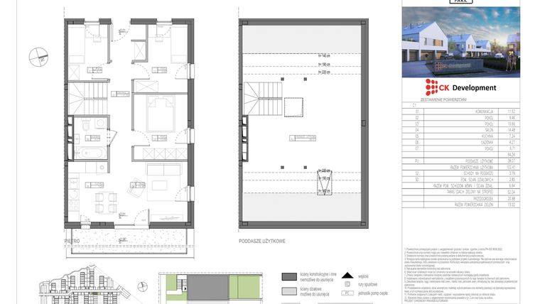 Rzut - Dom na sprzedaż 4 pokoje o powierzchni 102,13 m² - numer C.1 -mieszkanie w Nova Wola Park