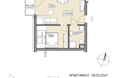 Rzut - Mieszkanie na sprzedaż 2 pokoje o powierzchni 36,03 m² - numer 8 w Apartamenty Zdrój