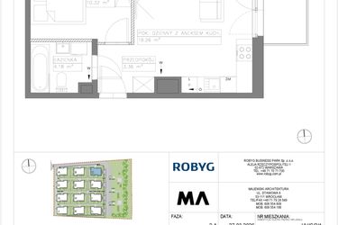 Rzut - Mieszkanie na sprzedaż 2 pokoje o powierzchni 37,12 m² - numer VV/C/2/1 w Villa Viva