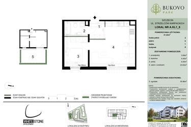 Rzut - Mieszkanie na sprzedaż 2 pokoje o powierzchni 41,22 m² - numer A.1.8 w Bukovo Park