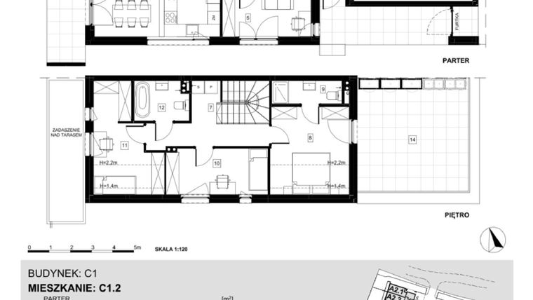 Rzut - Dom na sprzedaż 5 pokoi o powierzchni 126,95 m² - numer C1.2 w Ville Przy Białej