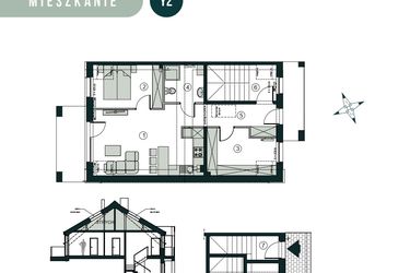 Rzut - Mieszkanie na sprzedaż 3 pokoje o powierzchni 54,93 m² - numer Y2 w Aleja Wiśniowa Pogórze