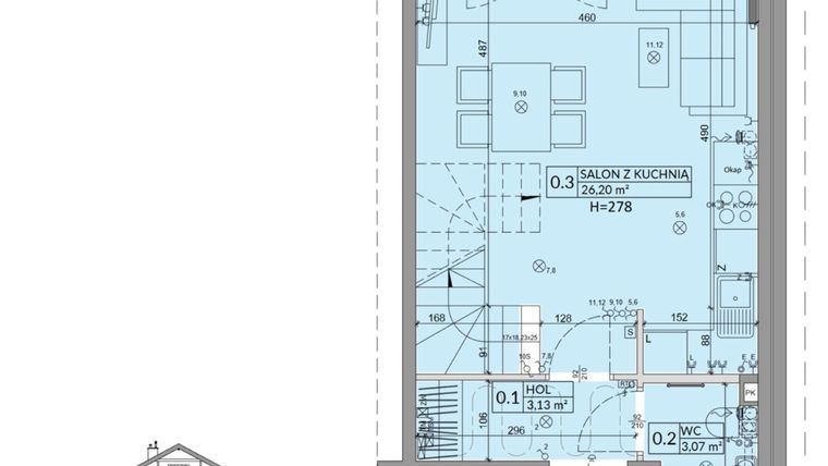 Rzut - Dom na sprzedaż 3 pokoje o powierzchni 68,42 m² - numer 21B w Osiedle Słoneczne etap III