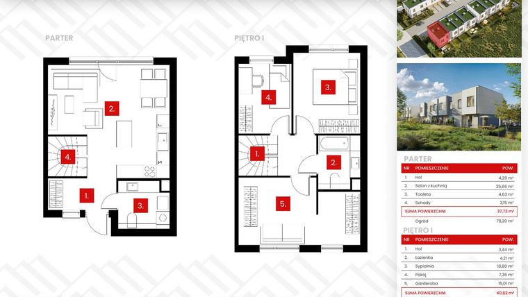 Rzut - Dom na sprzedaż 4 pokoje o powierzchni 78,55 m² - numer 13_2 w Osiedle Zakątek Nadrzeczna