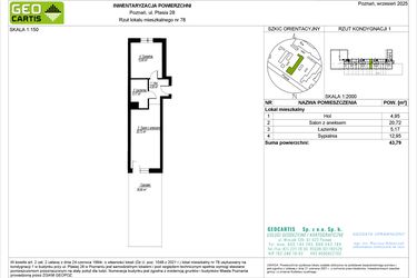 Rzut - Mieszkanie na sprzedaż 2 pokoje o powierzchni 43,79 m² - numer 28/78 w Symfonia Ptasia 28