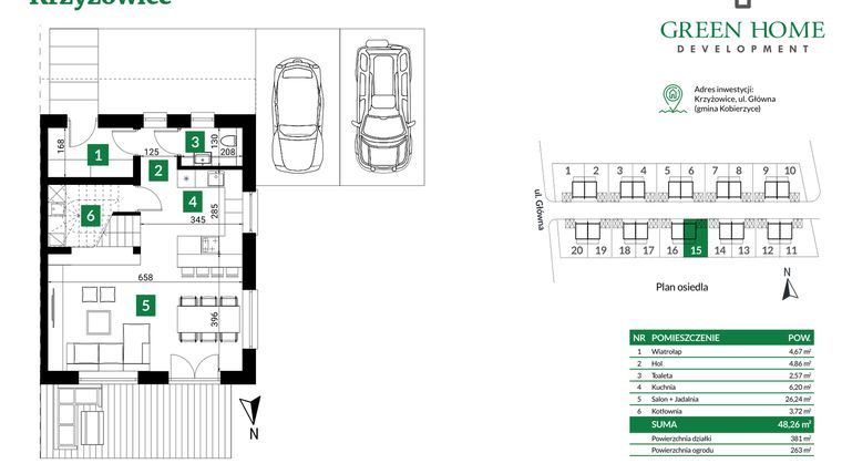 Rzut - Dom na sprzedaż 5 pokoi o powierzchni 105 m² - numer 15 w Nowe Krzyżowice II