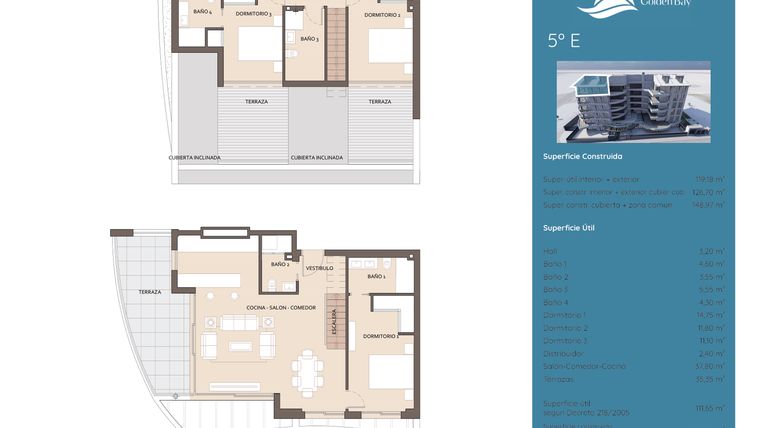 Rzut - Mieszkanie na sprzedaż 3 pokoje o powierzchni 120,3 m² - numer GB-AT-E w Marina Golden Bay