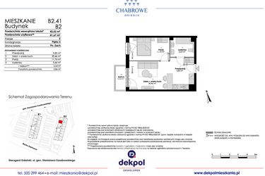 Rzut - Mieszkanie na sprzedaż 2 pokoje o powierzchni 41,67 m² - numer B2.41 w Osiedle Chabrowe