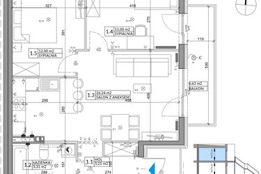 Rzut - Mieszkanie na sprzedaż 3 pokoje o powierzchni 61,85 m² - numer 46B w Osiedle Młodych etap V