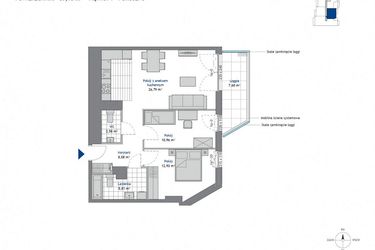 Rzut - Mieszkanie na sprzedaż 3 pokoje o powierzchni 67,12 m² - numer 9.4 w SEAHall