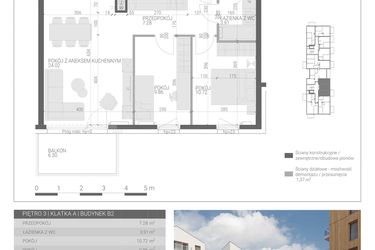 Rzut - Mieszkanie na sprzedaż 3 pokoje o powierzchni 55,79 m² - numer M-14 w Forma Augustów