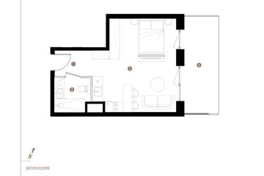 Rzut - Mieszkanie na sprzedaż 1 pokój o powierzchni 31,28 m² - numer A2.0.11 w Apartamenty Grundmanna