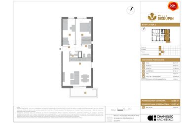 Rzut - Mieszkanie na sprzedaż 3 pokoje o powierzchni 62,27 m² - numer K.4 w Wille Biskupin II