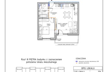 Rzut - Mieszkanie na sprzedaż 2 pokoje o powierzchni 43,72 m² - numer 32 w Osiedle Foresto