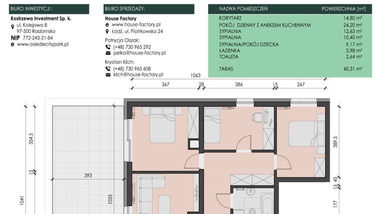 Rzut - Mieszkanie na sprzedaż 4 pokoje o powierzchni 77,82 m² - numer 30 w Osiedle City Park