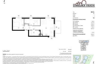 Rzut - Mieszkanie na sprzedaż 3 pokoje o powierzchni 58,69 m² - numer B5.19 w Lubelska Osada budynek B5