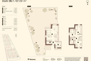 Rzut - Mieszkanie na sprzedaż 5 pokoi o powierzchni 87,09 m² - numer 06.1 w Bukowa