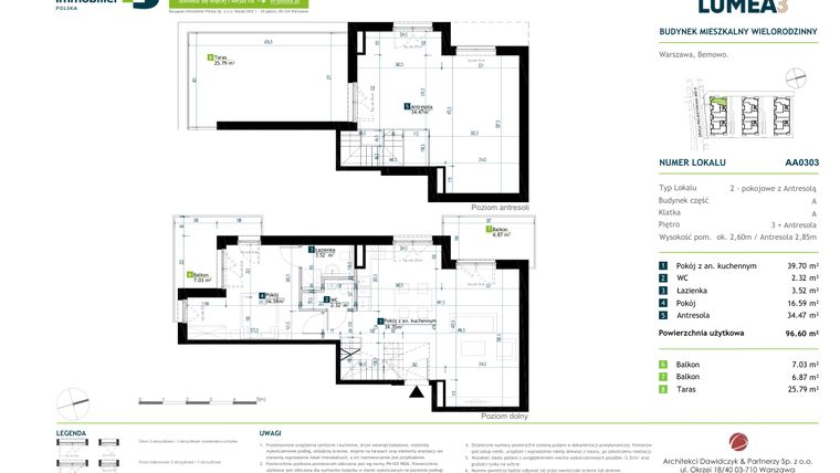 Rzut - Mieszkanie na sprzedaż 4 pokoje o powierzchni 96,6 m² - numer AA0303 w Osiedle Lumea 3