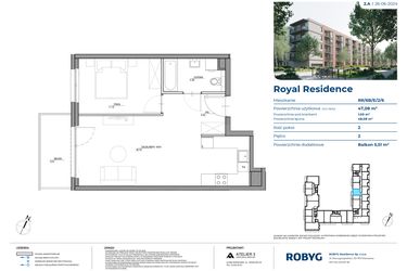 Rzut - Mieszkanie na sprzedaż 2 pokoje o powierzchni 47,15 m² - numer RR/6B/E/2/6 w Royal Residence 6B