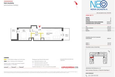 Rzut - Mieszkanie na sprzedaż 2 pokoje o powierzchni 32,93 m² - numer 34 w Neo Nova Ochota 4