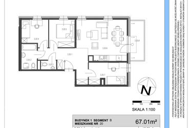 Rzut - Mieszkanie na sprzedaż 4 pokoje o powierzchni 67,01 m² - numer B.20 w Osiedle Telimeny etap III