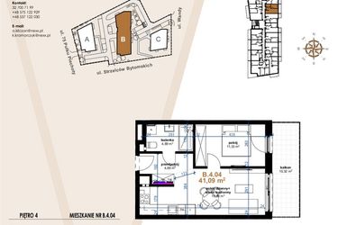 Rzut - Mieszkanie na sprzedaż 2 pokoje o powierzchni 41,09 m² - numer VB.4.04 w Vanda Park