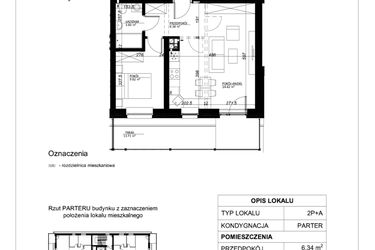Rzut - Mieszkanie na sprzedaż 2 pokoje o powierzchni 44,21 m² - numer 3 w Esperanto Park etap II