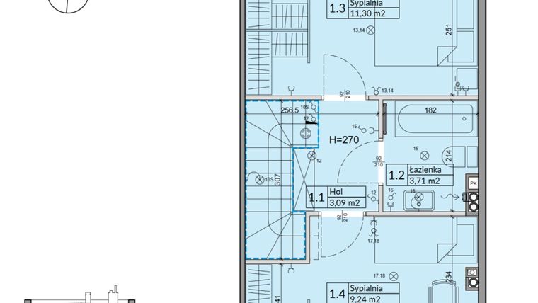 Rzut - Dom na sprzedaż 3 pokoje o powierzchni 62,3 m² - numer 27B w Osiedle Stokrotki etap 4 i 5