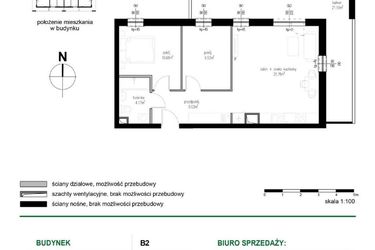 Rzut - Mieszkanie na sprzedaż 3 pokoje o powierzchni 58,16 m² - numer M9 w Wędrowna II