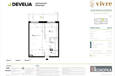 Rzut - Mieszkanie na sprzedaż 2 pokoje o powierzchni 44,92 m² - numer AA0109 w Vivre
