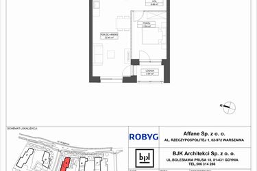 Rzut - Mieszkanie na sprzedaż 2 pokoje o powierzchni 43,86 m² - numer A.2M10 w WENDY