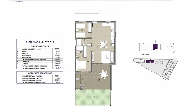 Rzut - Mieszkanie na sprzedaż 2 pokoje o powierzchni 72,51 m² - numer 4 w Eden Beach 2