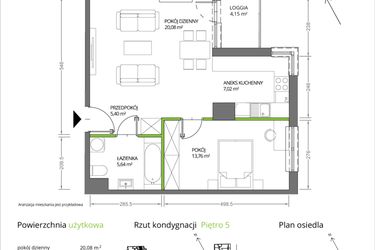 Rzut - Mieszkanie na sprzedaż 2 pokoje o powierzchni 51,9 m² - numer 1/042 w Krakowska Vita
