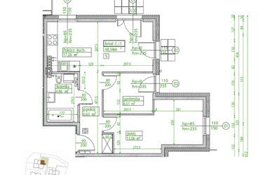 Rzut - Mieszkanie na sprzedaż 3 pokoje o powierzchni 48,22 m² - numer C.I.1 w Villa Rosenthal