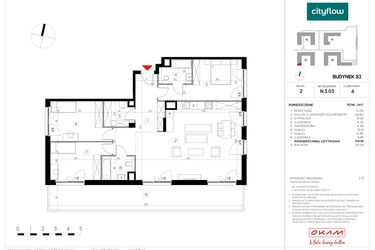 Rzut - Mieszkanie na sprzedaż 4 pokoje o powierzchni 114,61 m² - numer N.3.03 w CityFlow etap II