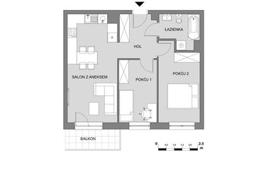 Rzut - Mieszkanie na sprzedaż 3 pokoje o powierzchni 53,71 m² - numer B3.1 w Osiedle Aleksandria II - budynek B