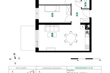 Rzut - Mieszkanie na sprzedaż 3 pokoje o powierzchni 60,06 m² - numer A.A.20 w Park Śliwowa
