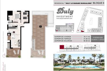 Rzut - Dom na sprzedaż 2 pokoje o powierzchni 78,1 m² - numer 605 w Lo Marabu Bungalows