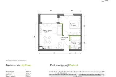 Rzut - Mieszkanie na sprzedaż 2 pokoje o powierzchni 38,47 m² - numer F1/C/04 w Orawska Vita