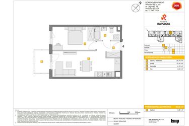 Rzut - Mieszkanie na sprzedaż 2 pokoje o powierzchni 40,35 m² - numer A.62 w Osiedle Rapsodia