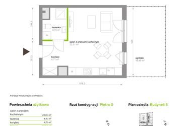 Rzut - Mieszkanie na sprzedaż 1 pokój o powierzchni 30,87 m² - numer C5.0C68 w Bemowo Vita